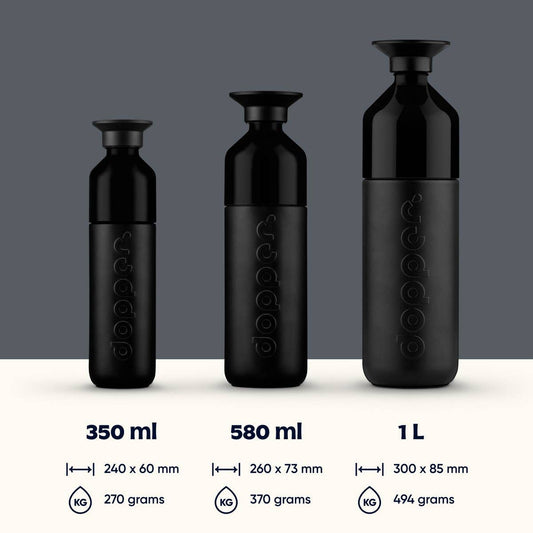 Gourde isotherme Dopper Insulated 580 ml noire en acier inoxydable