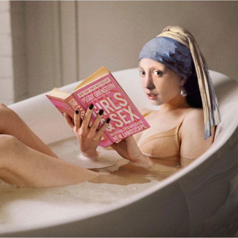 Affiche "Chillin Time" – La Jeune Fille à la perle version pop & féministe