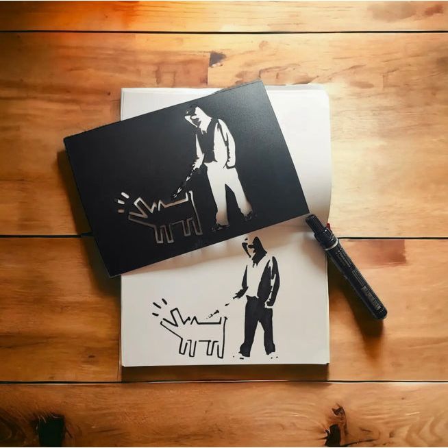 Pochoir Banksy format A4 – plastique souple réutilisable pour décoration street art