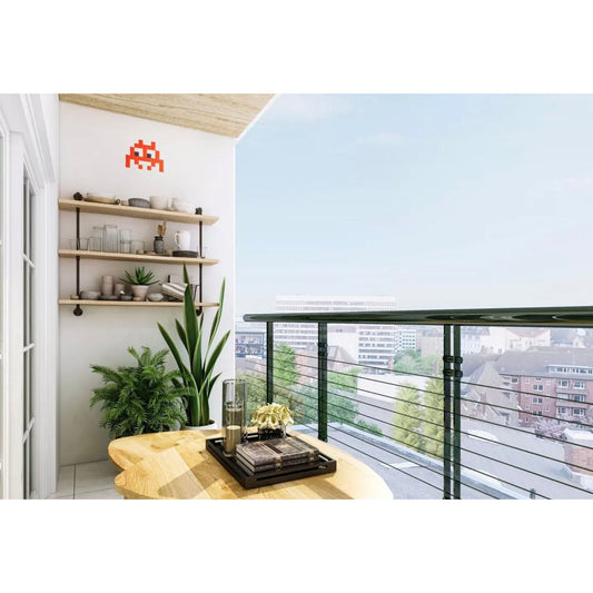 Mosaïque mini Space Invader rouge – tableau déco pixel art en verre Fenel & Arno