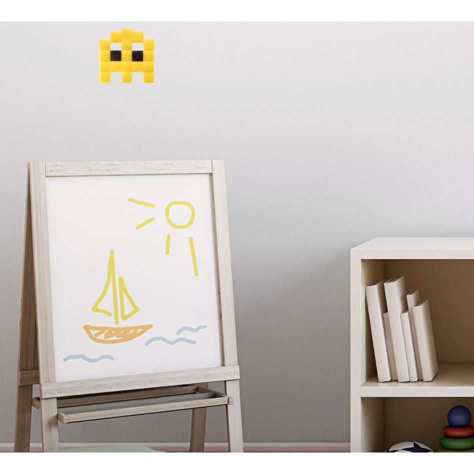 Mosaïque mini Space Invader jaune – tableau déco pixel art en verre Fenel & Arno