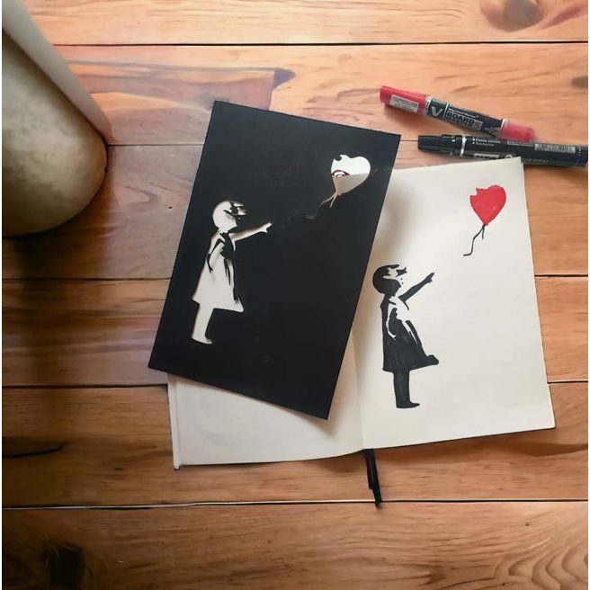 Pochoir Banksy "Girl with Balloon" – modèle A4 en plastique souple réutilisable pour créations street art