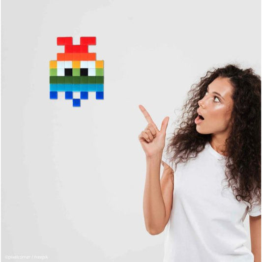 Mosaïque pixel art Rainbow Gloom – kit DIY en carreaux de verre coloré avec boîte Pixel Corner