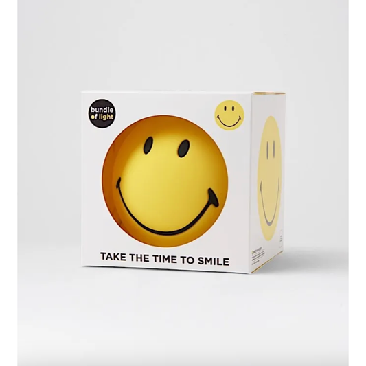 Veilleuse smiley MrMaria en silicone doux – lumière LED chaude avec minuteur – design pop feel good