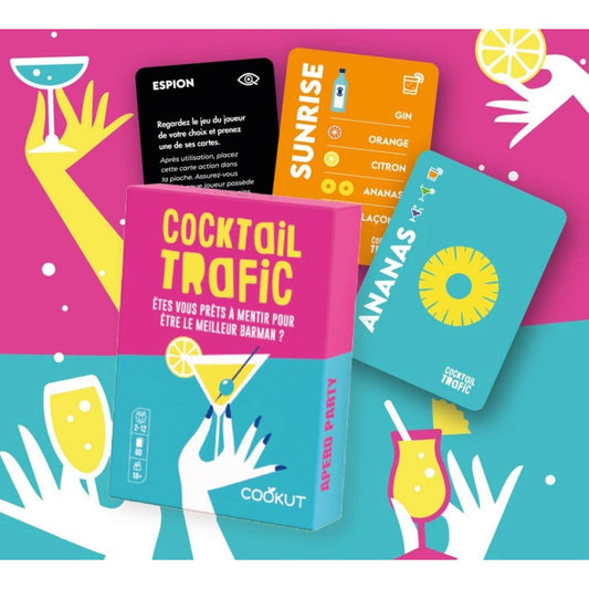 Boîte du jeu de cartes “Cocktail Trafic” de Cookut – Jeu de bluff et apéro pour adultes