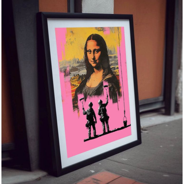 Affiche Mona in Pink – Reproduction pop street art de la Joconde en rose