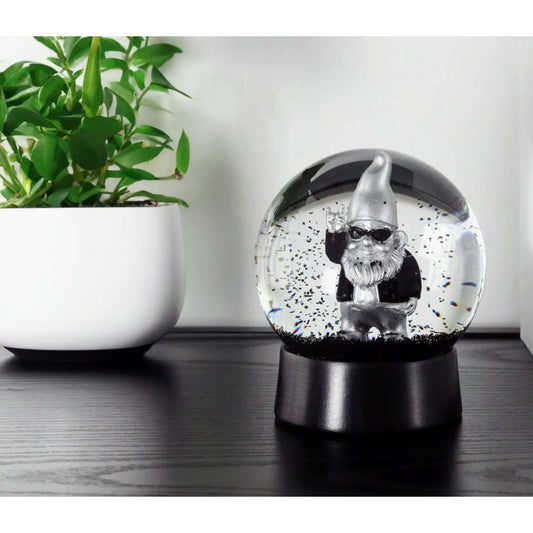 Boule à neige nain rockeur neige noire – Rock Globe Winkee – Objet déco original