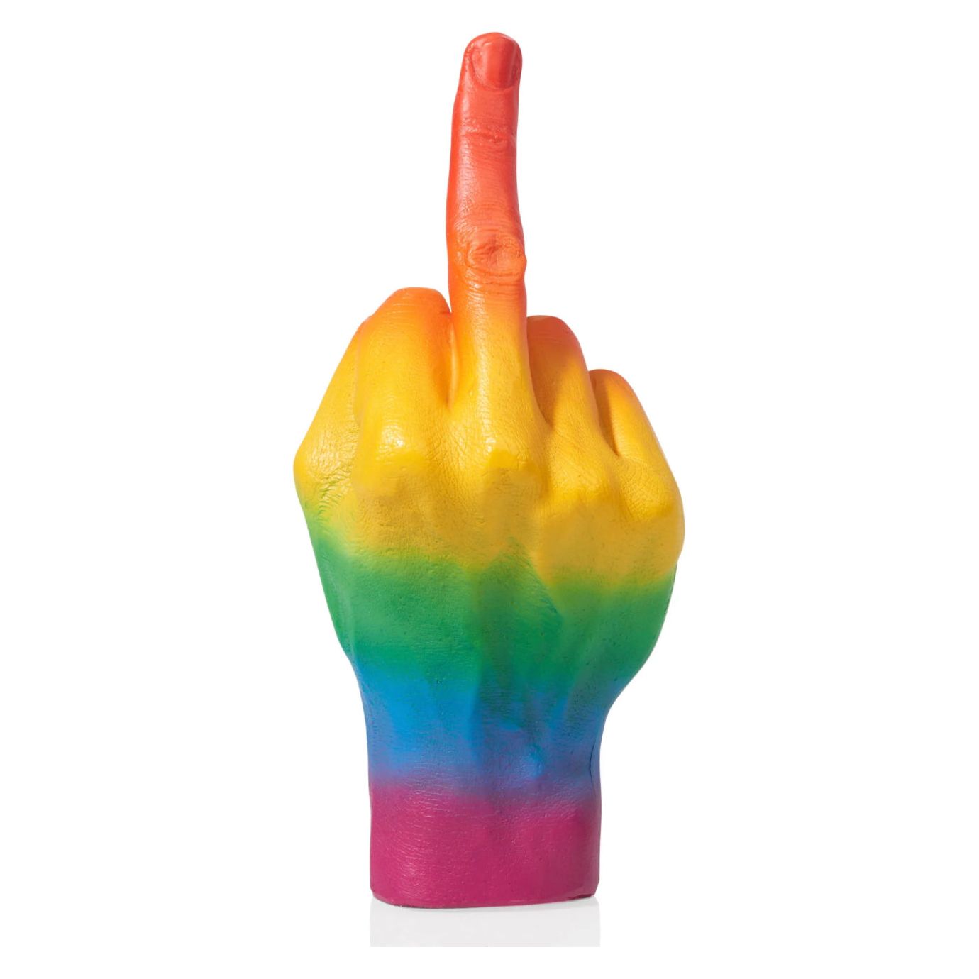 Sculpture Le Doigt Rainbow – main arc-en-ciel provoc Bitten