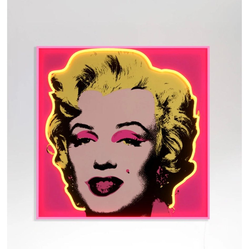 Néon mural Marilyn Monroe Andy Warhol – portrait lumineux rose fluo édité par Yellow Pop