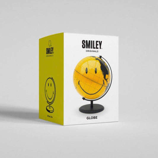 Globe terrestre jaune avec smiley noir – Suck UK x Smiley Originals