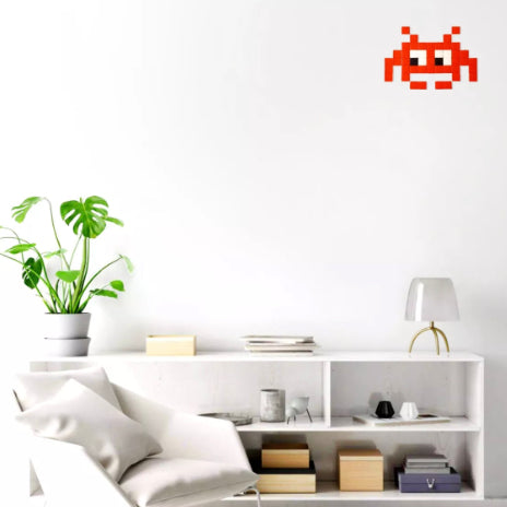 Mosaïque Space Alien rouge en carreaux de verre – style pixel art – Fenel & Arno