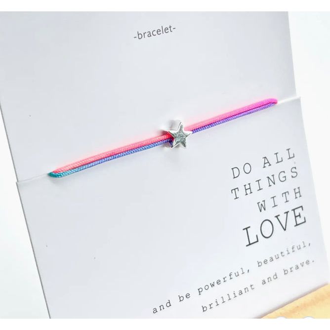 bracelet avec étoile argentée sur cordon arc-en-ciel – Parsley & Pepper