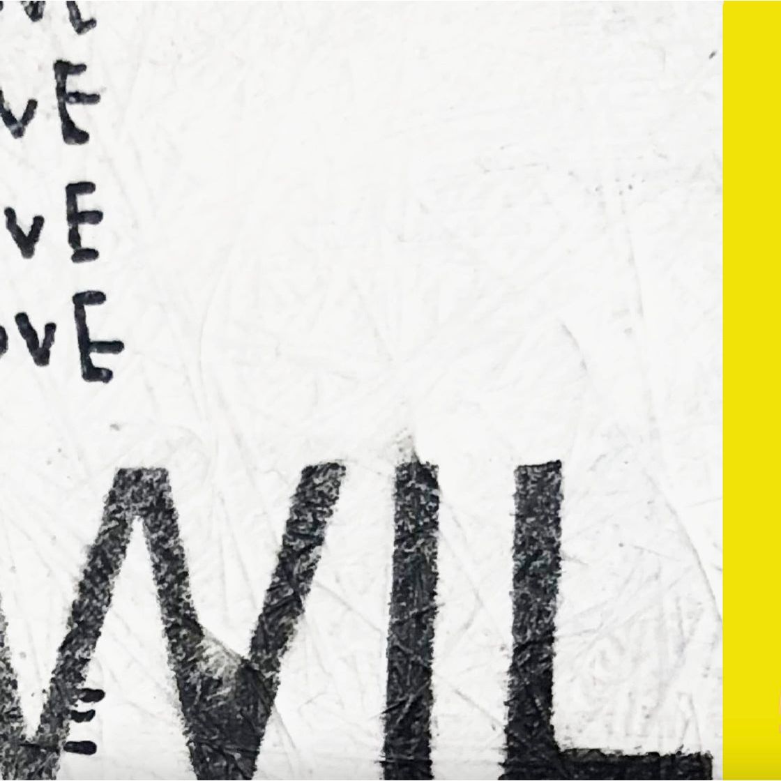 affiche Love is a Wild Animal par Hélène Lelimouzin avec typographie noire sur fond blanc et bande jaune