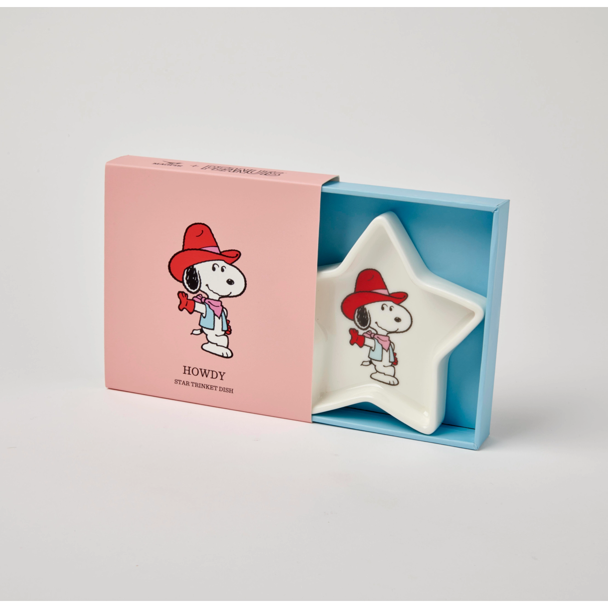 Plat à bibelots étoile Peanuts Snoopy "Howdy" en céramique avec packaging rose