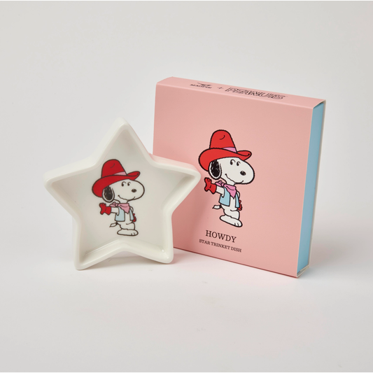 Plat à bibelots étoile Peanuts Snoopy "Howdy" en céramique avec packaging rose