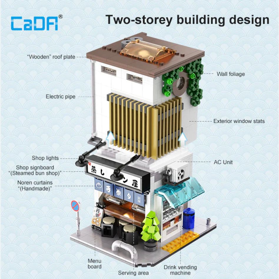 Kit de construction Cada "Steamed Bun Shop", maison japonaise 1 108 pièces avec éclairage USB