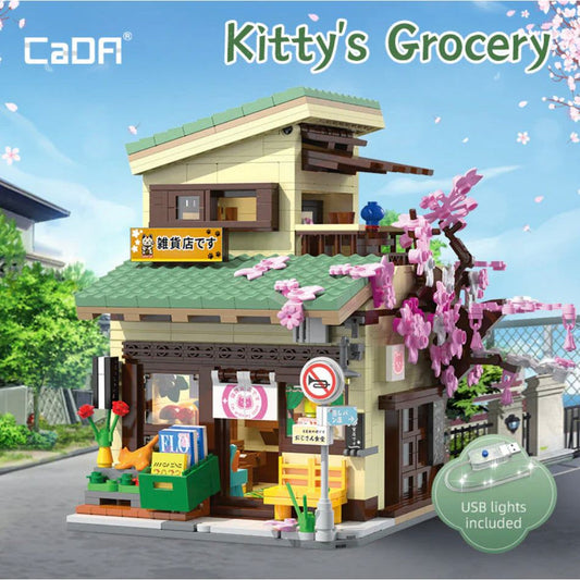 Kit de construction Cada "Kitty’s Grocery", maison japonaise 921 pièces avec éclairage LED