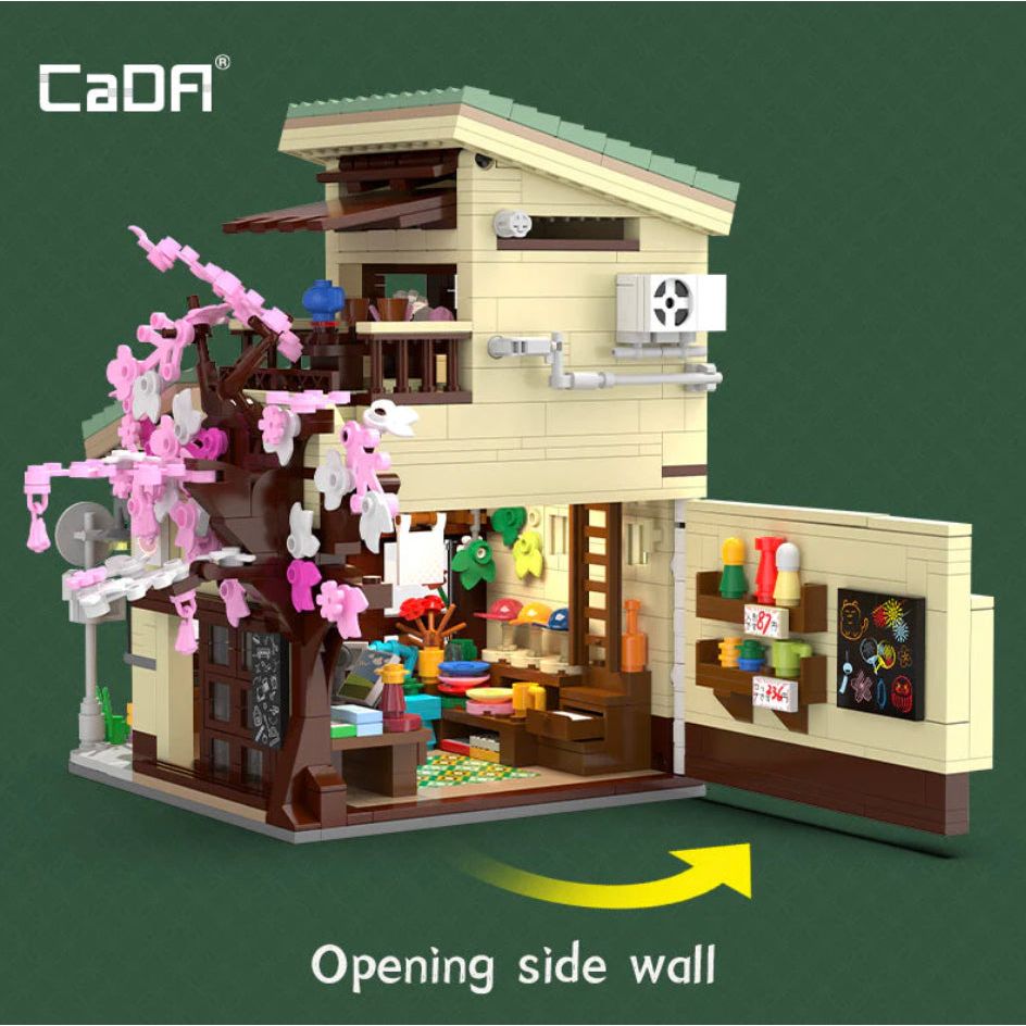 Kit de construction Cada "Kitty’s Grocery", maison japonaise 921 pièces avec éclairage LED