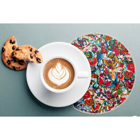 Dessous de verre rond "Tattoo Mix" – Podevache