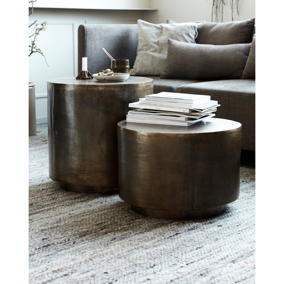 Table basse HDRota haute en aluminium laiton – House Doctor