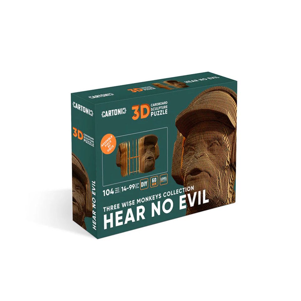 Puzzle 3D en carton Hear No Evil – Collection Three Wise Monkeys – Cartonic