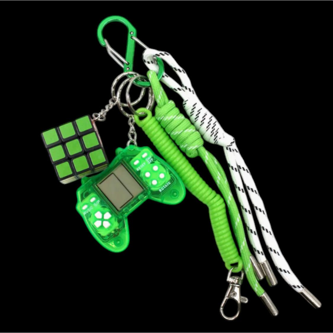 Grigri de sac manette verte avec jeu Tetris et mini cube rotatif – OMM
