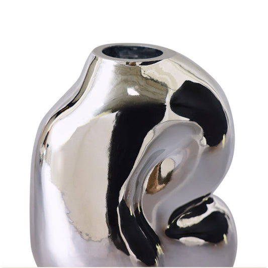 Vase HKliving "Gleam" petit modèle chromé au design organique sculptural