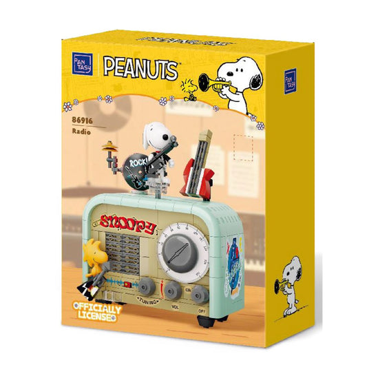 Pantasy x Peanuts – Radio Snoopy rétro à construire avec figurines Snoopy et Woodstock