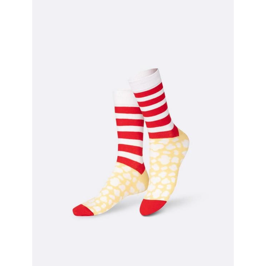 Chaussettes Eat My Socks – modèle Pop Corn, packaging boîte de cinéma