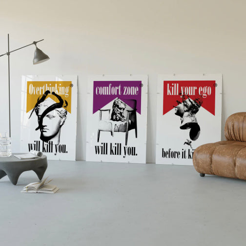Affiche "Comfort Zone" – Fauteuil et phrase “Comfort zone will kill you.” – Art graphique motivant