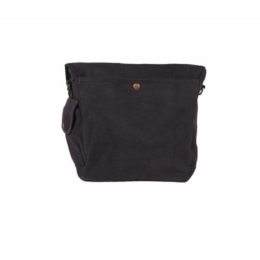 – Sac US grande taille noir porté en bandoulière
– Sac US noir version vintage collège années 80
– Détail du sac US grande taille toile épaisse noire