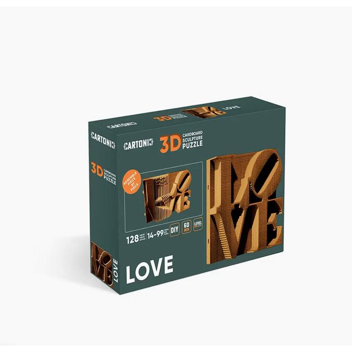 Puzzle 3D LOVE en carton recyclé – Sculpture typographique à monter soi-même – Cartonic