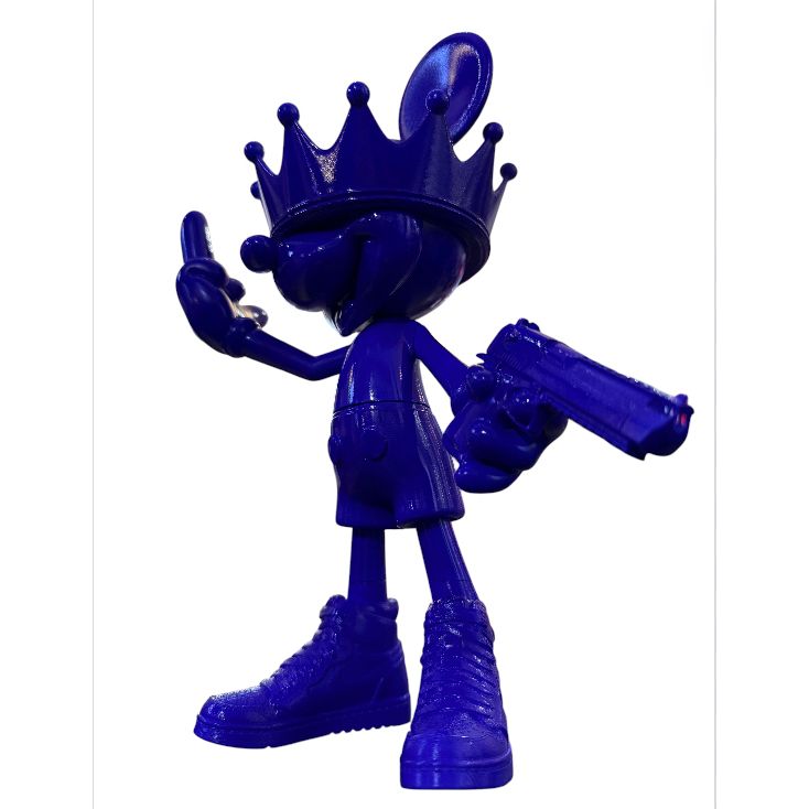 – Figurine Mickey doigt levé bleu sculpture design 30 cm
– Figurine pop art Mickey version provocante bleu
– Sculpture personnage cartoon détourné déco moderne