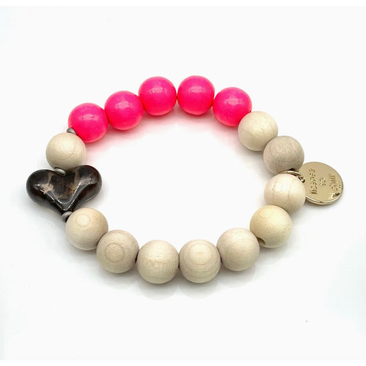 bracelet neon x wood parsley and pepper perles bois rose neon