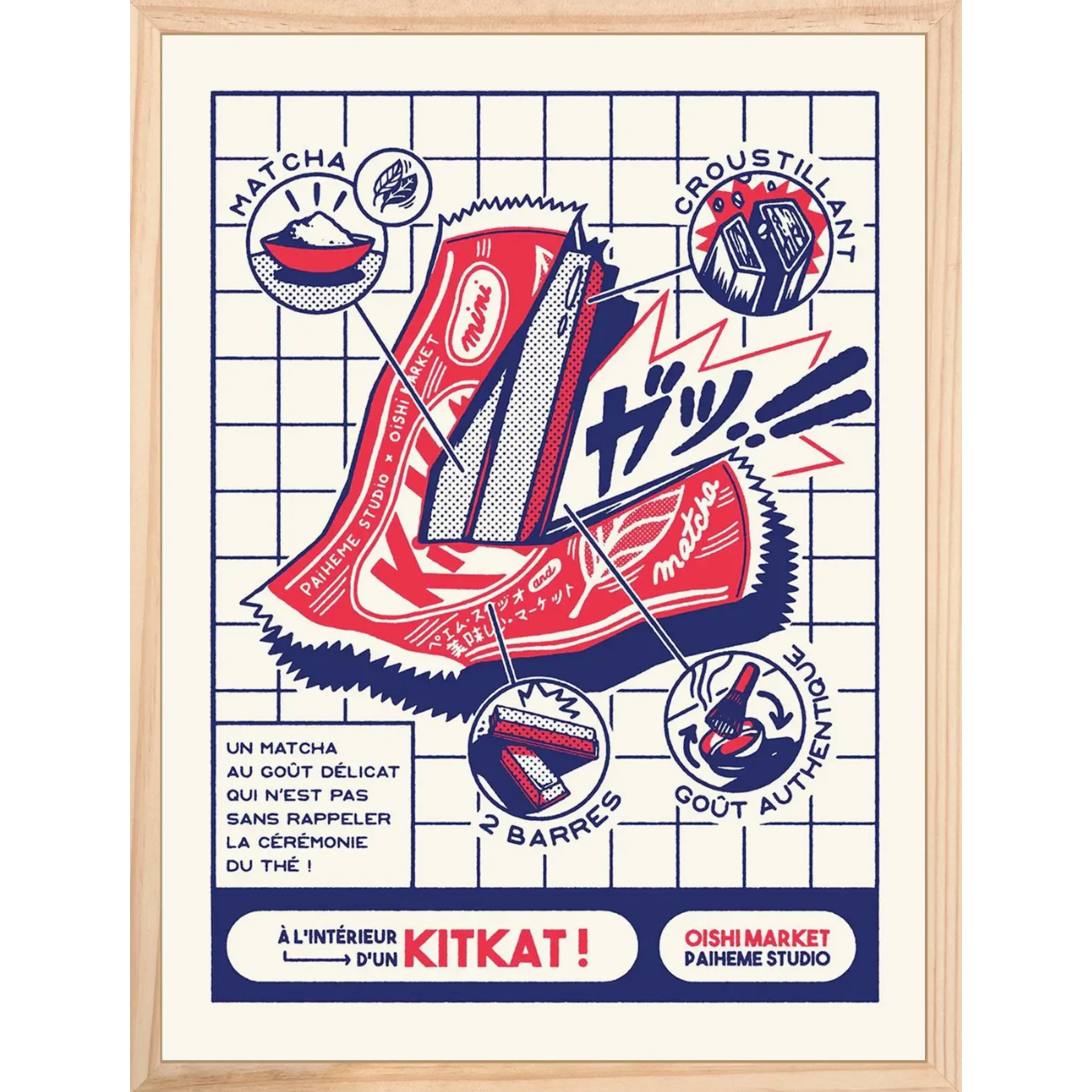 Affiche KITKAT de Paiheme Studio inspirée des KitKat japonais au format 30x40 cm