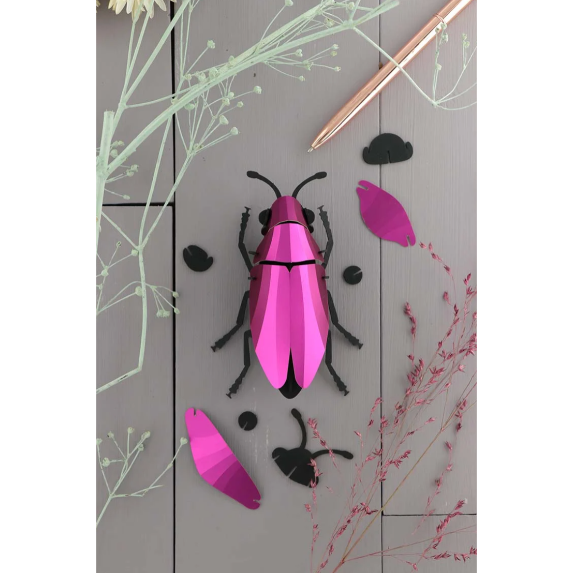 Scarabée Bijou 3D Assembli en papier Pink Metallic à assembler soi-même
