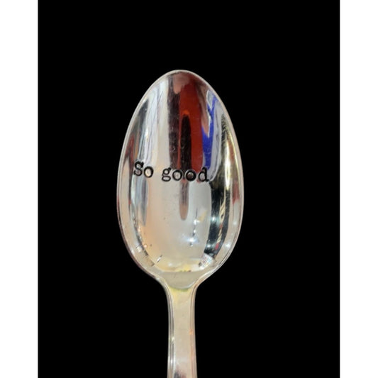 Cuillère vintage gravée "So good" – Pièce unique upcyclée par ømm
