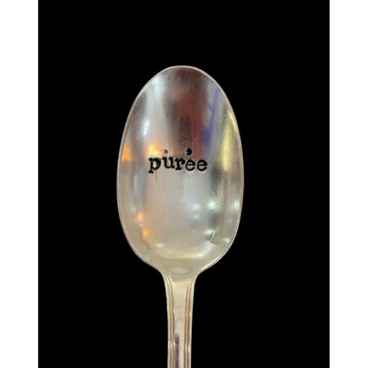 Cuillère vintage gravée "purée" – Pièce unique upcyclée par ømm