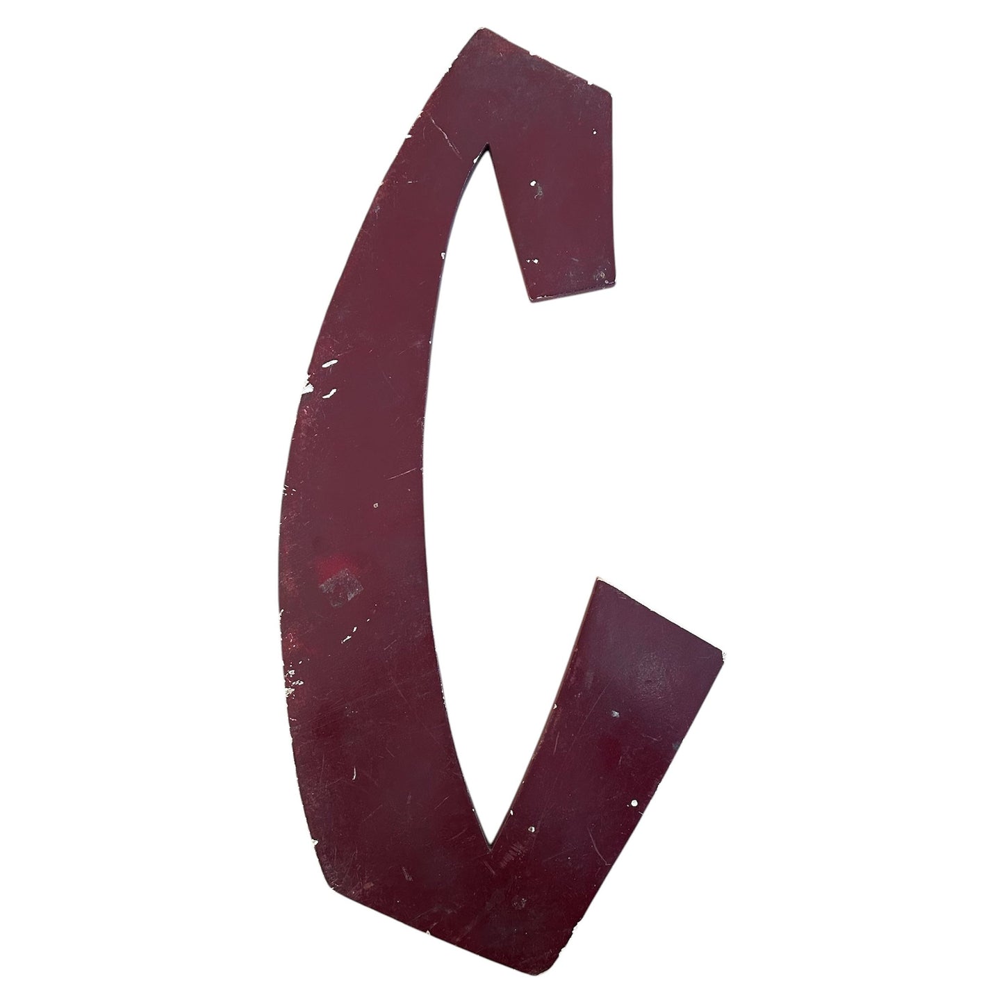 Lettre d’Enseigne Vintage “C” – Bois Bordeaux – Style Industriel Graphique