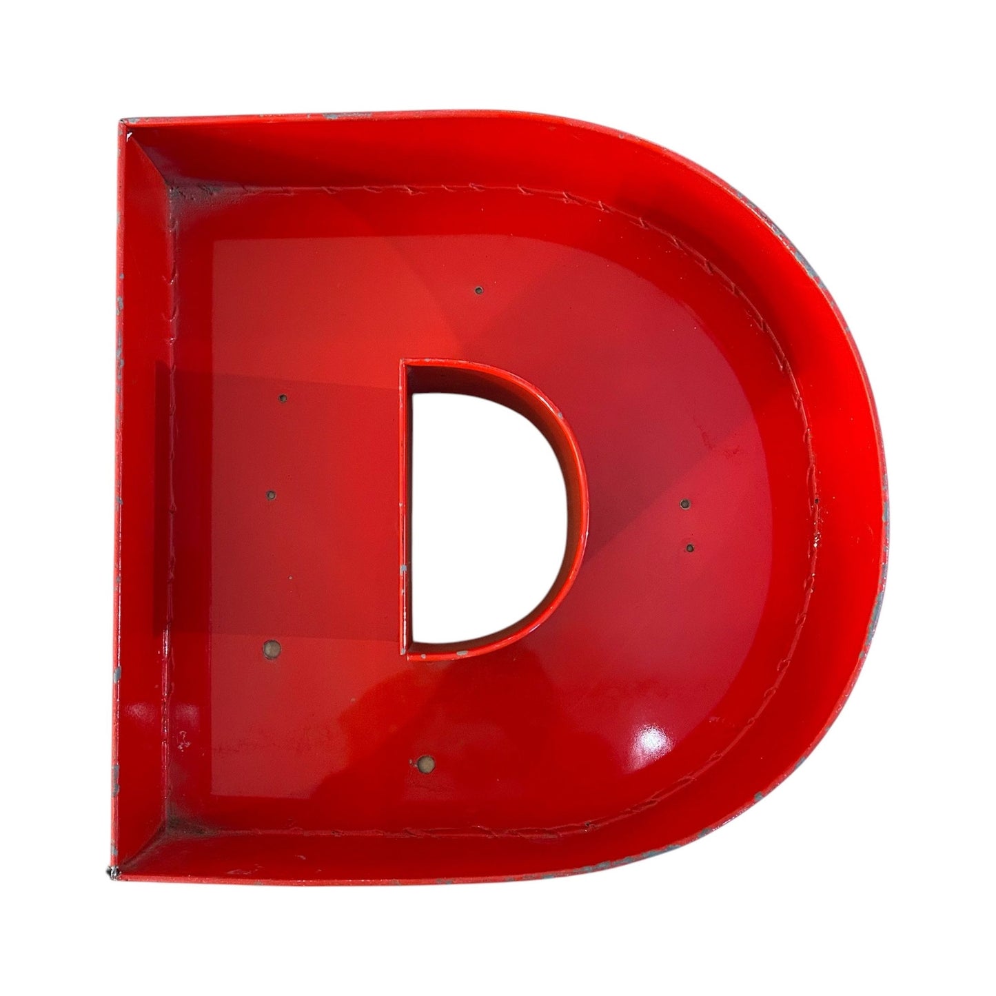 Lettre d’Enseigne Vintage “D” – Métal Rouge Brillant – Style Industriel Rétro
