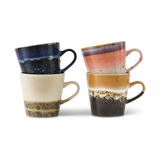 Set de 4 mugs en céramique colorée HKliving style années 70