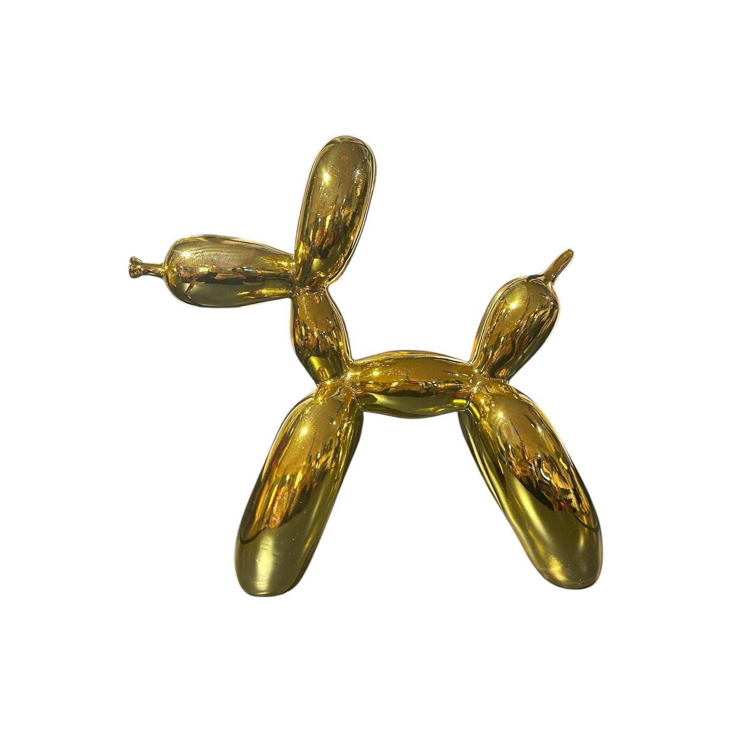 Sculpture dorée représentant un chien ballon, finition miroir brillante