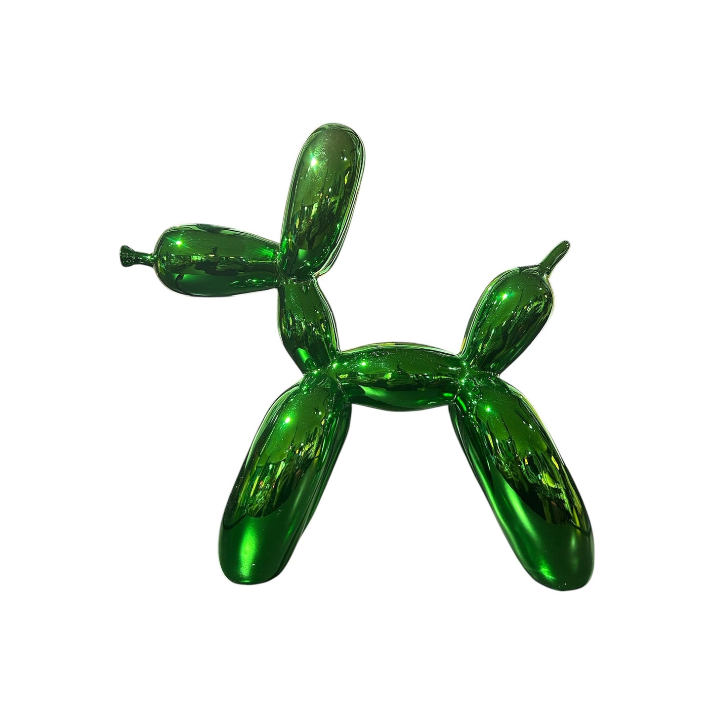 Sculpture verte brillante en forme de chien ballon, en finition chrome miroir