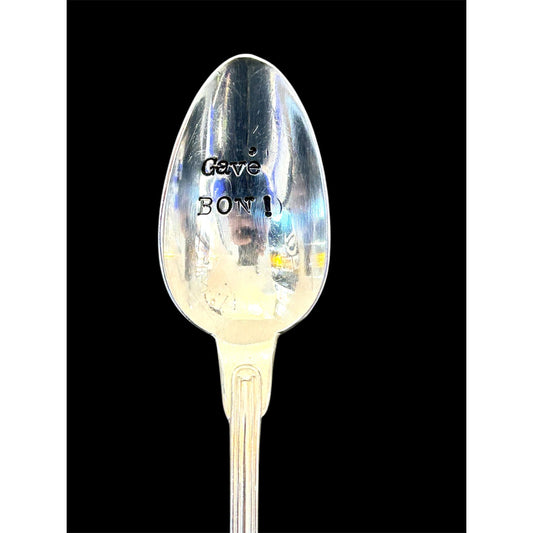 Cuillère vintage gravée Gavé Bon – en métal argenté – cadeau original pour foodie