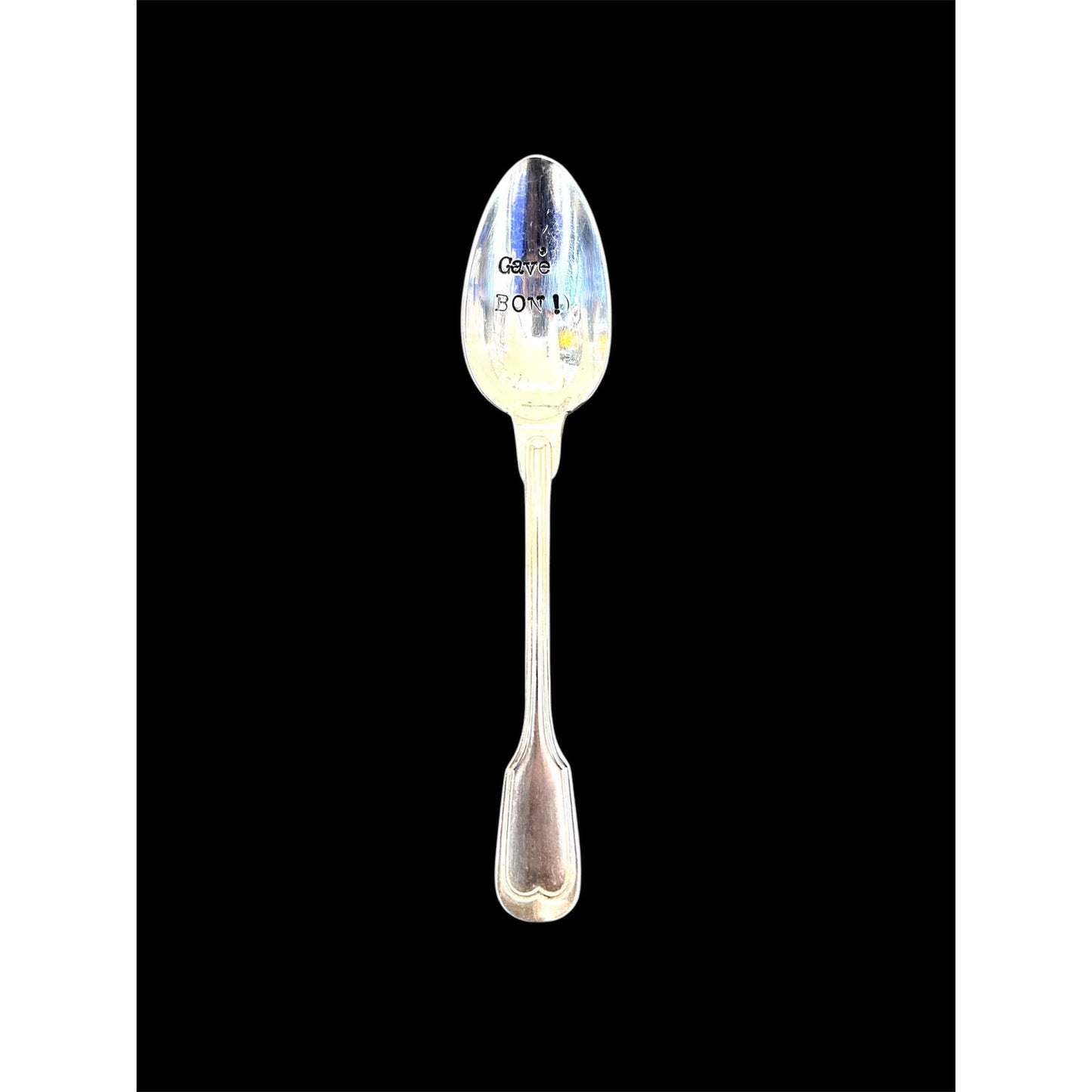Cuillère vintage gravée Gavé Bon – en métal argenté – cadeau original pour foodie