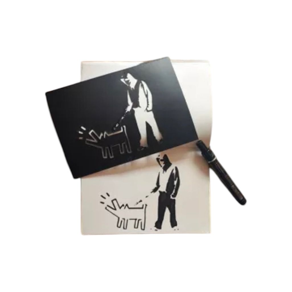 Pochoir Banksy format A4 – plastique souple réutilisable pour décoration street art