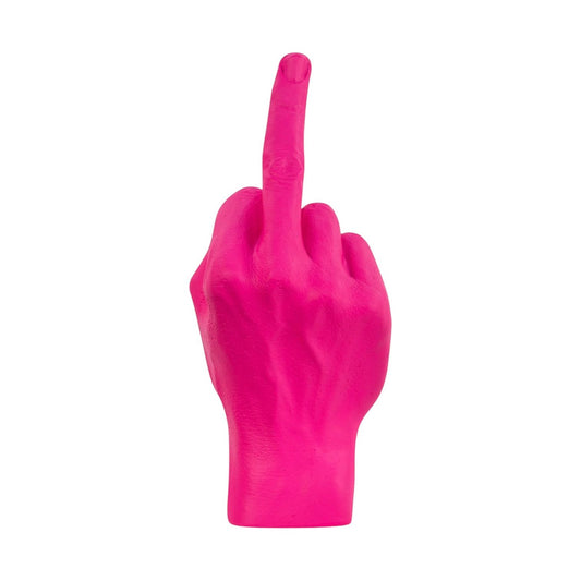 Sculpture doigt d’honneur en résine rose – Bitten – Déco pop décalée