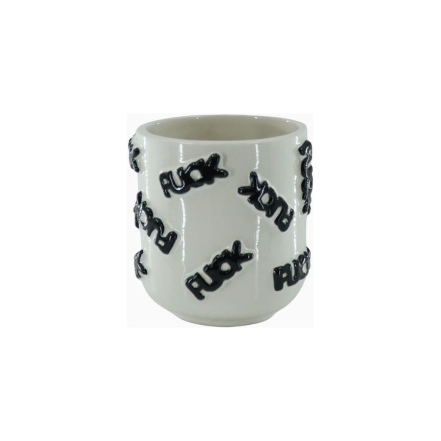 Pot Design "F*CK" – Housevitamin – Céramique Blanche & Lettrage Noir en Relief