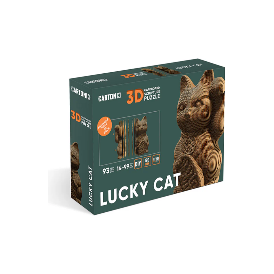 Puzzle 3D Lucky Cat en carton recyclé – Design écoresponsable par Cartonic (Ukraine)