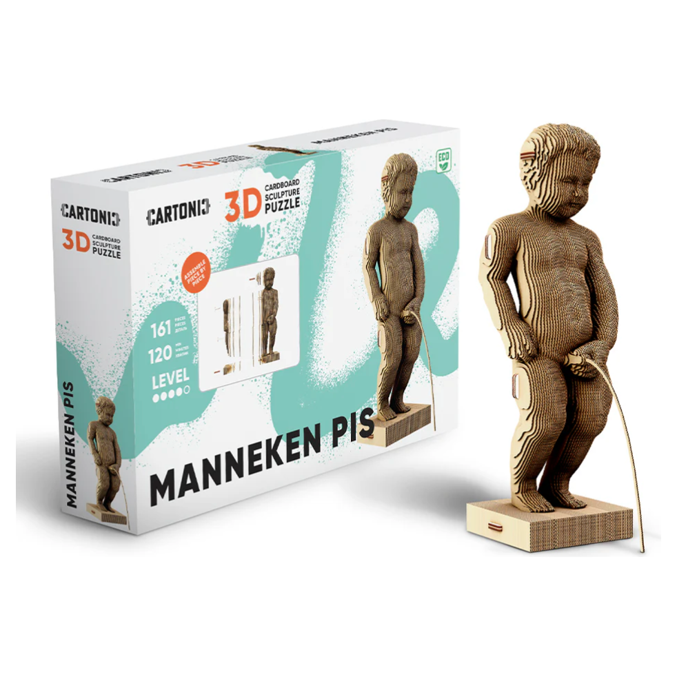Puzzle 3D Manneken Pis en carton recyclé – Sculpture DIY déco par Cartonic